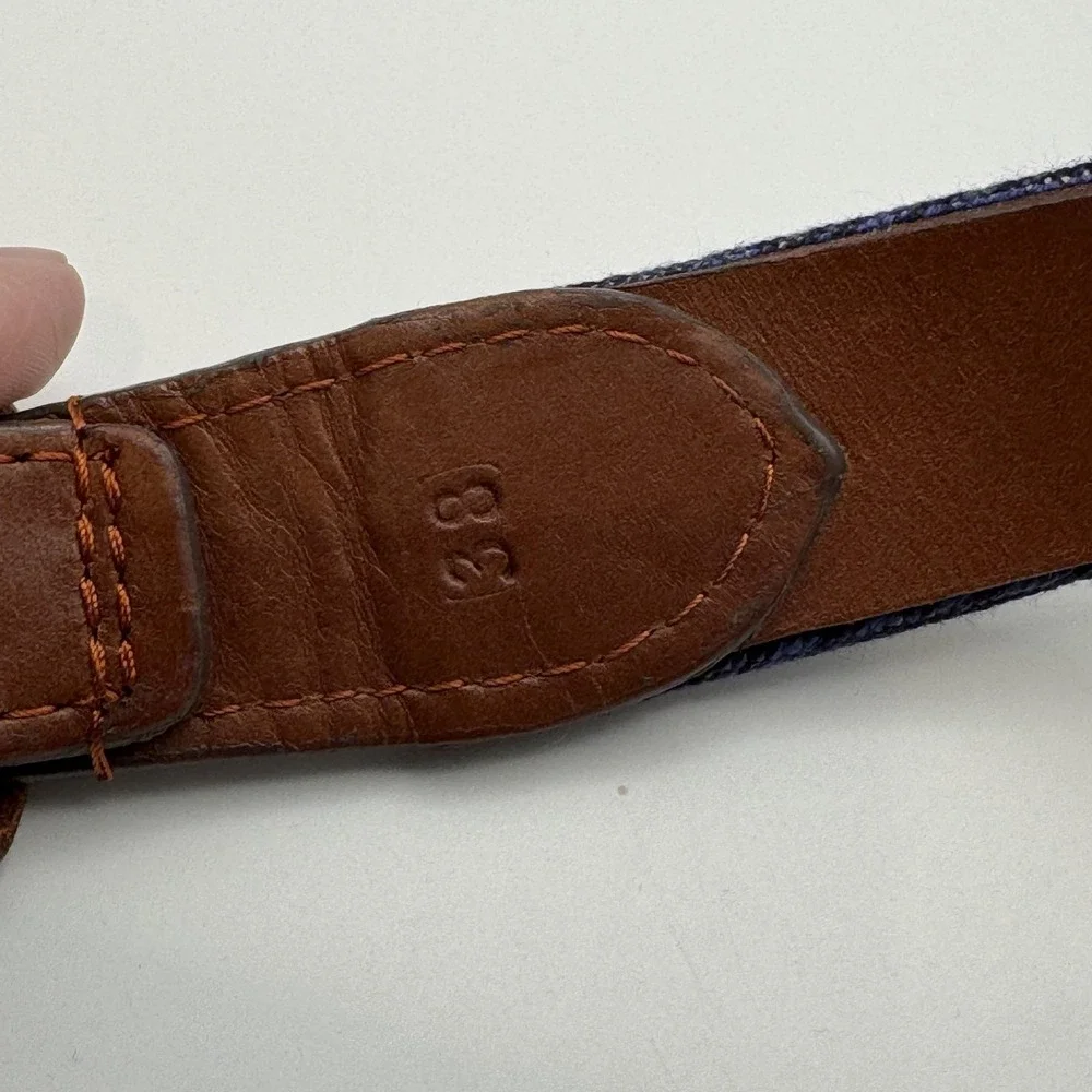 Smathers‎ & Branson Belt Mens 38 Blue Needlepoint Leather Alotian Golf Club